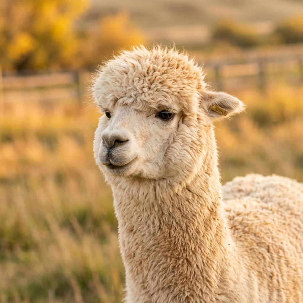 Juniper, an alpaca at Owyhee River Alpaca Farm