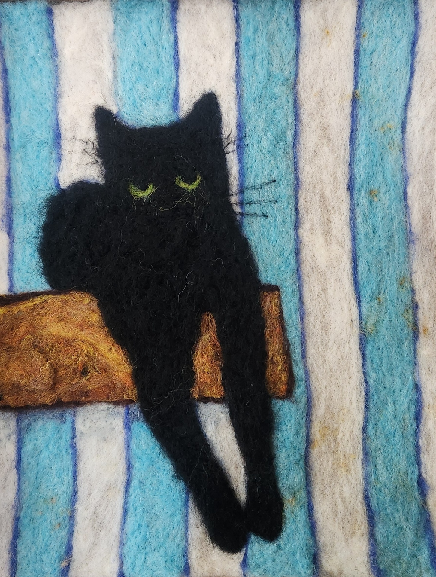 Black Cat on Blue Stripe